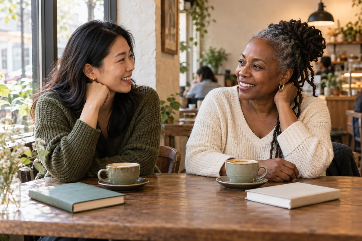 Friends chatting over coffee